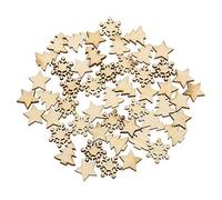 Pack of 50 Mixed Wooden Stars Snowflakes Christmas Tree Decorations DIY Craft Scrapbooking Ornaments Christmas Table Decoration Fashion with Nice