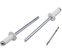 (Pack of 50) Painted Blind Rivets 1/8" x 5/16" (3.2 x 8 mm), Dome Head, DIN 7337, Aluminium Rivets and Steel Mandrel, Pop Rivets, Drill Bit Included, Pure White RAL 9010