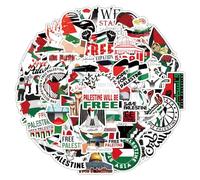 Pack of 50 Palestine Stickers, Free Palestine Stickers, Palestine Car Stickers, Waterproof Palestine Sticker for Laptop, Water Bottle, Phone, Skateboard (B)