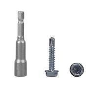 (Pack of 50 pcs) DIN 7504 K Zinc Plated Steel 4.8 x 25 mm Screws, Self-Drilling Sheet Metal Screw, Hex Washer Head, Self Tapping (50, 4.8 x 25 mm)