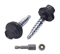 (Pack of 50 pcs) Metal Roofing Screws, 4.8 x 35 mm Painted Self-Drilling Screws With EPDM Washers, Sheet Metal Hex Screw (50, Graphite Grey RAL 7024)