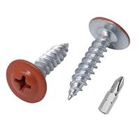 (Pack of 50 pcs) Painted 4.2 x 19 mm Wood Screws, Self Tapping Metal Screws, Phillips Modified Truss Head, Wafer Head (50, Copper Brown RAL 8004)