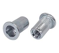 (Pack of 50 pcs) Rivet Nuts M6 x 13.5 mm, Flat Head, Knurled Rivnut, Threaded Insert Nutserts, Steel Rivet Nut (50, M6 x 13.5 mm)