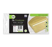 Pack of 50 Peel and Seal Manilla DL Envelopes 80 GSM | Size 220mm x 110mm | School | Home| Office (1 Pack)