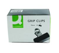 Pack of 50 Q-Connect 70mm Black Grip Clips