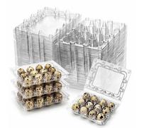 Pack of 50 Quail Egg Boxes, 12 Grids, Quail Egg Box, Plastic Quail Egg Container with Lid, Transparent Quail Egg Boxes for Small Eggs, Quail Pheasant
