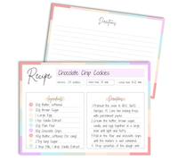 Pack of 50 Recipe Cards - 4x6 Inches, Double-Sided Blank Recipe Cards, 350gsm Thick Card, Designed in Great Britain - Perfect for Storing and Sharing Recipes | Colorful
