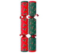 Pack of 50 Red Green Holly Christmas Crackers - 10" Xmas Party Wedding Venue Event New Years Eve Catering Bulk Box - Contains Paper Hats Jokes Prizes Festive Celebration