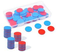 Pack of 50 Reversible Plates Red Blue Plastic Calculation Plates Primary School Plates Maths with Storage Box Maths Calculation Aid Mathematics Reversible Plates Counting Chips for Children's Hands