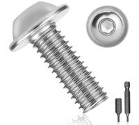 Pack of 50 Rounded Head Screws M4 x 20 Stainless Steel Screws A2 V2A Flat Head Screws ISO 7380 Rounded Head Screws Rustproof Screws Threaded Screws Full Thread with Flange, Hexalobular and Hex Key