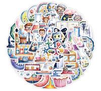 Pack of 50 science laboratory stickers for laptop, bicycle, suitcase, car, phone, motorcycle, fridge, cartoon physics biology chemistry stickers, student adult gift, aesthetic graffiti stickers
