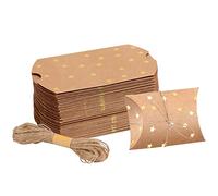 Pack of 50 Small Gift Boxes 9 x 6 x 2.5 cm Star Vintage Gift Boxes Kraft Paper Box Chocolate Box Empty with Jute String for Wedding, Party, Sweets, Christmas