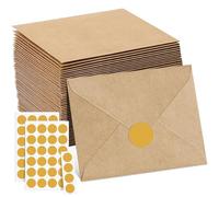 Pack of 50 Small Kraft Paper Envelopes 13.5 x 18.5 cm 120 g/m² without Window for Letters, Greeting Cards, Invitations, Birthday Card, Wedding Thank You Cards (Brown)