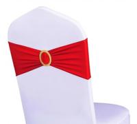 Pack of 50 Spandex Red Chair Sashes with Gold Buckles, Stretch Chairs Sashes for Wedding Party Baby Shower Ceremony Event Decorations Chair Bands Bows (Red Sashes, Gold Buckles)