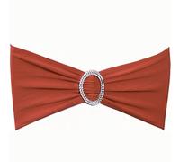 SINSSOWL Pack of 50PCS Spandex Terracotta Chair Sashes Bows Elastic Chair Cover Bands Slider Buckles for Wedding Reception Banquet Bridal Shower Decorations - Terracotta/Brick Red