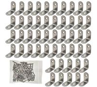 Pack of 50, Stainless Steel 90 Degree Angle L Shaped Bracket Tripod with 100 Screws,Corner Brace Joint Bracket Fastener for Wood Shelves,1.18inx1.18inx0.63in / 30mm x 30mm x 16mm, Silver Tone, 2 Holes