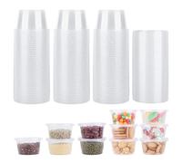 Pack of 50 Storage Jars with Lids, Reusable Plastic Cups, 100 ml Plastic Small Shot Glasses, Food Storage Containers, Leak-Proof, Microwave-Safe, Small Tins for Sauces, Dips, Spices