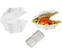 PACK OF 50 STRONG Clamshell Takeaway Burger Boxes, 6inch 17oz / 480ml, Ecofriendly Takeaway Container Boxes, Disposable Takeaway Containers, Biodegradable Food Container for Burger, Cake, Fries