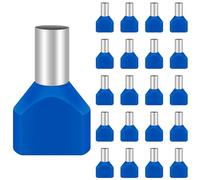 Pack of 50 Twin Wire End Ferrules, Hanibos 2 x 16 mm² Twin Wire End Ferrules Assortment Blue Wire End Ferrules Double Cable Sleeves Insulated Wire Ferrules Cable End Ferrules for Electricians