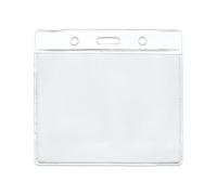 Pack of 50 Vinyl ID Plastic Card Badge Name Tag Holders by Lanyards Tomorrow | Landscape Size 11.8 x 11 - Holds 11.5 x 9.5cm | Conference Clear PVC Pocket Pouches ID Sleeves Pockets Access Control