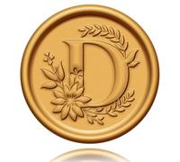 Pack of 50 wax seal stickers, gold letter D