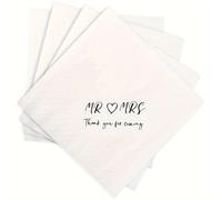 Pack of 50 Wedding Napkins Mr MRS Napkins Table Decoration Creative Napkin Decoration Rectangular Napkins Paper Napkins for Engagement Dinner Wedding Napkins Party