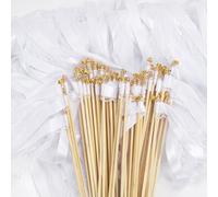 Pack of 50 Wedding Wands, Wedding Wands Seating Plan Wedding Streamers with Large Bells and Wedding Ribbons, Magic Wands Silk Fairy Rod for Weddings, Birthdays, Holiday Parties (White)