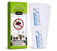 Pack of 50 Window Fly Traps - Transparent Fly Catcher Adhesive Strips for Windows - Fly Trap Indoor as Adhesive Trap Against Flies & Fruit Flies for Fly Repellent