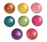 Pack of 50 Wooden Buttons 30 mm 2-Hole Round Colourful Mix with Stripes on the Edge Coloured Wooden Buttons for Children's Clothing Sewing Craft Scrapbooking Jacket Buttons Two Hole Buttons