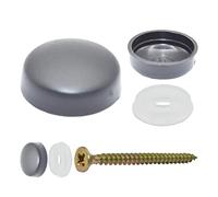 Pack of 50 x Charcoal Grey SNAP-ON Two Piece Dome Screw Cover CAPS - Small CAPS & Bases