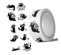 Pack of 500 Black Cats Theme Adhesive Sticker Waterproof PET for Decorating Diaries Envelopes and Personals Belongings Seal Label Sticker