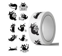 Pack of 500 Black Cats Theme Adhesive Sticker Waterproof PET for Decorating Diaries Envelopes and Personals Belongings Cartoon Seal Sticker