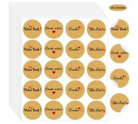 Pack of 500 Thank You Stickers, 4 cm Labels, Thank You/Dnake Shön/Thank You/Alles Gute Self-Adhesive Thank You Stickers, Kraft Paper Label for Wedding/Birthday/Business/Holidays/Thanksgiving