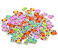 Pack of 50PCS Small Owl Buttons Colorful of Various Plain Round DIY 2 Holes Wooden Buttons for Sewing and Crafting