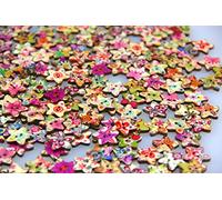 Pack of 50pcs Star Shaped Painted 2 Hole Wooden Mixed Buttons(15 * 18MM)