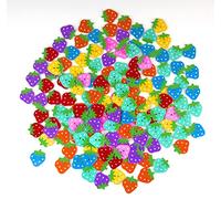 Pack of 50PCS Strawberry Buttons- Mixed Colours of Various Plain Round DIY Buttons for Sewing and Crafting