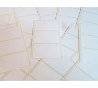 Pack of 54, 54x32mm Rectangle, White Plastic Labels, Permanent Adhesive, Sticky Durable Poly Waterproof Stickers