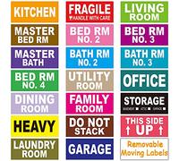 Pack of 540 Large Home Moving Labels for Boxes 21 Different Color Coded Stickers House Moving Supply - Removable from Furniture Fragile Stickers Included 1.6" x 3.6"