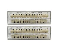 Pack of 56 False Teeth 2 Sets Synthetic Resin Tooth, Upper and Lower Denture Tooth, Party Horror Prop Makeup DIY Replacement, 22 A2