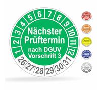 Pack of 560 Test Badges "Next Test Date", 20 mm Diameter, Test Labels According to DGUV V3, 2026-2031, Test Sticker, E-Check Test Label, Badge for Electrical Devices (560, Green)