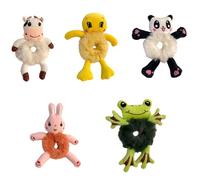Pack Of 5pcs Cartoon Animal Plush Hair Scrunchies For Girls And Teens Soft Elastic Hair Ties Decorative Headdress