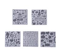 Pack of 5Pcs Small Hollow-Out Christmas Painting PET Stencils Set Template for Art Handcraft Scrapbooking Templatefor Artists Kids Engineers