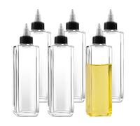Pack of 6 100 ml Squeeze Bottles with Screw Lid, Oil Dispenser, Squeeze Bottles, Small, Plastic, Clear for Cooking, Make-Up, Liquids, Oils, Sauces, Spices