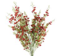 Pack of 6 100cm Artificial Stems with Small Red Silk Flowers Pegdev Red One Size