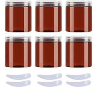 Pack of 6, 100ml Blue Plastic Cream Jars Cosmetic Pots with Clear Lids Containers for Toiletries(Bruin,80ml)
