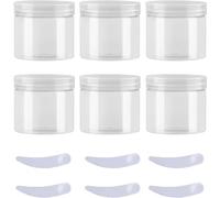Pack of 6, 100ml Blue Plastic Cream Jars Cosmetic Pots with Clear Lids Containers for Toiletries(Transparent,50ml)