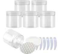 Pack of 6, 100ml Blue Plastic Cream Jars Cosmetic Pots with Clear Lids Containers for Toiletries(Transparent,200ml)