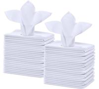 Pack of 6, 12, 24 & 48 Luxury Cotton Napkins 250-TC Hotel Quality Cloth Kitchen Linen Tableware Soft Washable & Reusable Oversized Party Dinner White Napkins (24)