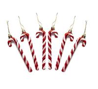 Pack of 6-13CM Glitter Candy Cane -Christmas Tree Hanging Decoration Bauble Xmas Ornament (Red)
