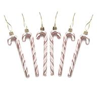 Pack of 6-13CM Glitter Candy Cane -Christmas Tree Hanging Decoration Bauble Xmas Ornament (Rose Gold)